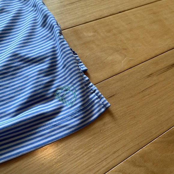 B Draddy Sport Polo Shirt Mens Medium Striped Blue Performance Golf Stretch - Picture 4 of 6